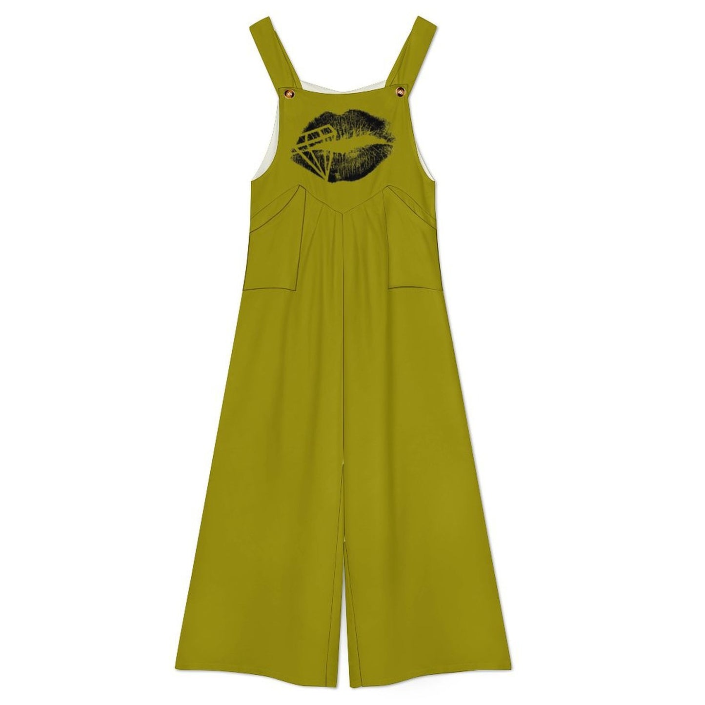 DAZMOND® "Olive Velvet Kiss" Wide-Leg Jumpsuit