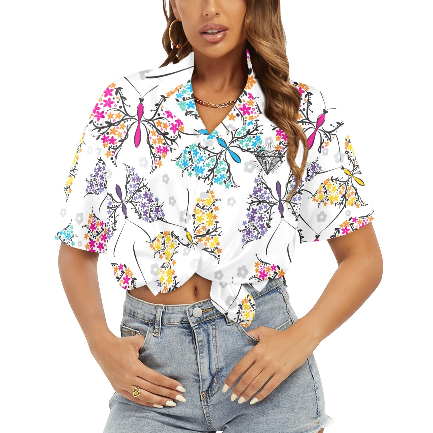 Camisa Hawaiana DAZ Luxury para Mujer (Hecha en Queens)