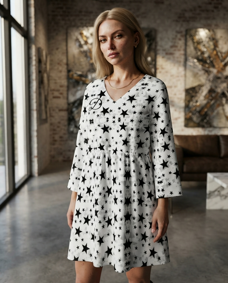 DAZMOND® V-Neck Dress "Starlight Reverie"