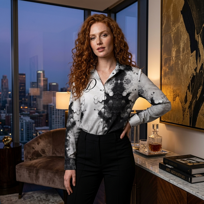 DAZMOND® Luxury "Golden Heraldry" Silk Velvet Blouse