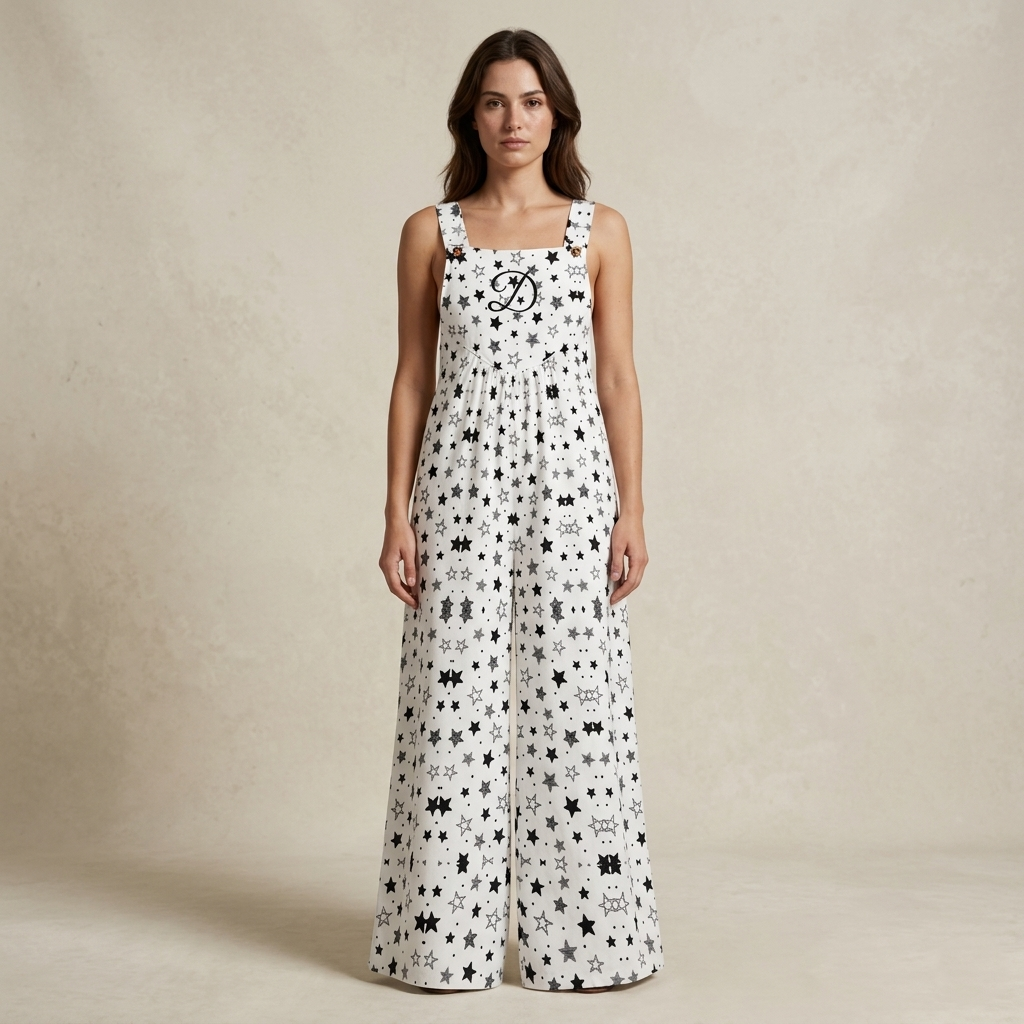 DAZMOND® "Stardust Monochrome" Wide-Leg Dungarees