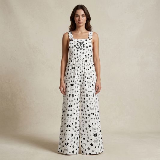 DAZMOND® "Stardust Monochrome" Wide-Leg Dungarees