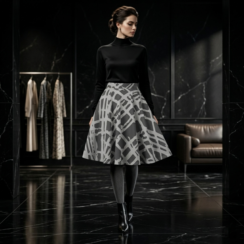 DAZMOND® "Geometric Harmony" Skater Skirt