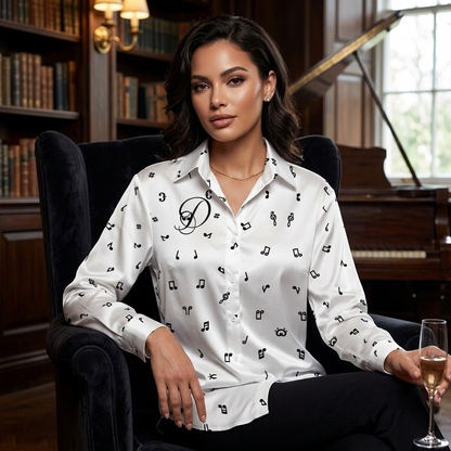 DAZMOND® Luxury "Golden Chains" Silk Velvet Blouse