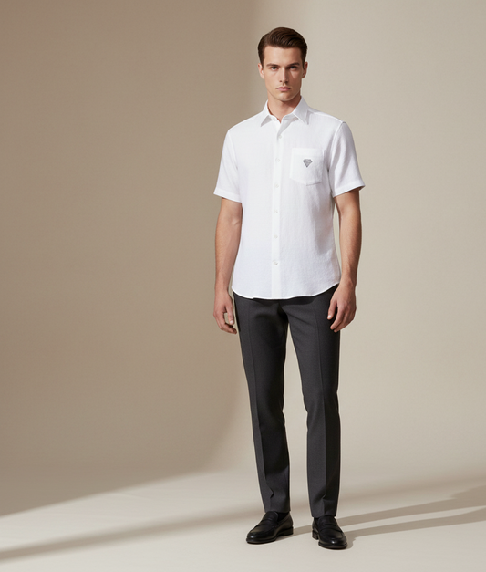 Camisa de manga corta arrugada DAZMond para hombre