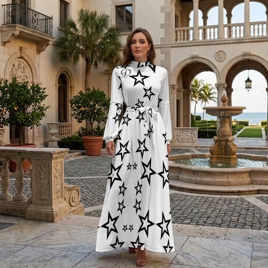 DAZMOND® Luxury "Baroque Gold" High-Neck Maxi Dress