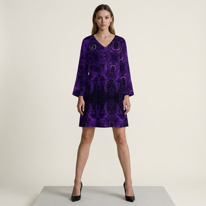 DAZMOND® Luxury "Imperial Baroque" V-Neck Dress