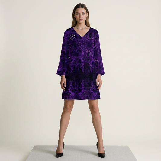 DAZMOND® Luxury "Imperial Baroque" V-Neck Dress