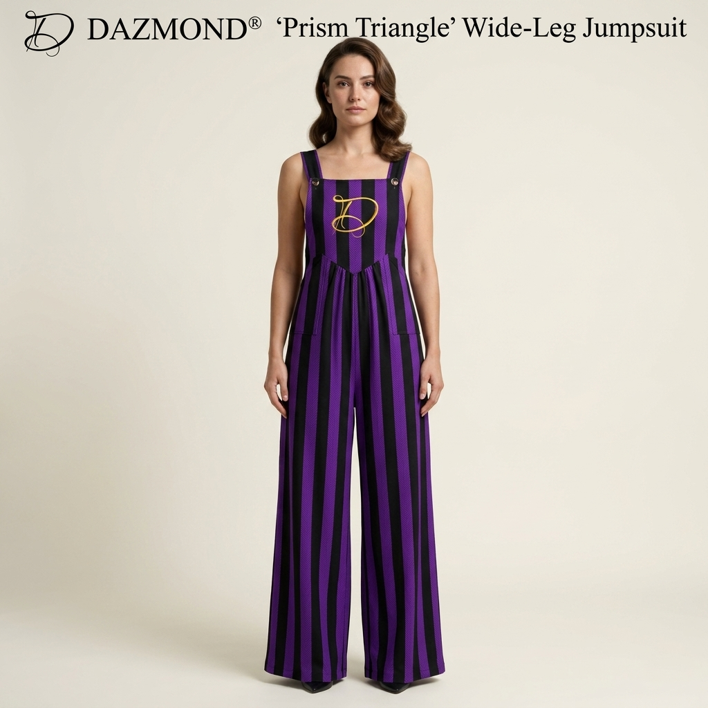 DAZMOND® "Midnight Stripe" Wide-Leg Dungarees