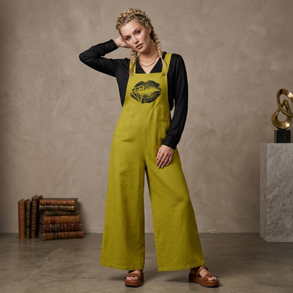 DAZMOND® "Olive Velvet Kiss" Wide-Leg Jumpsuit