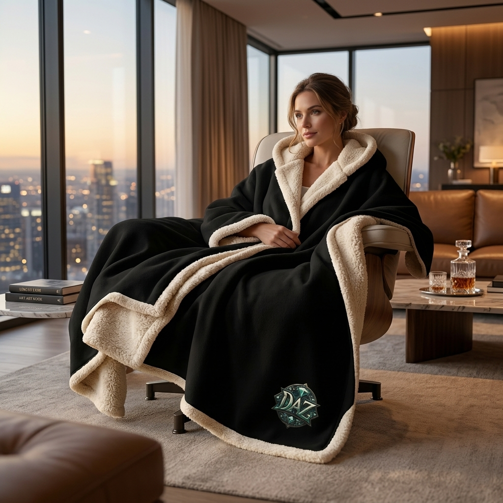 DAZMOND® "Cosmic Cocoon" Hooded Sherpa Blanket