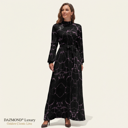 DAZMOND® Luxury "Golden Classic Line" High-Neck Maxi Dress