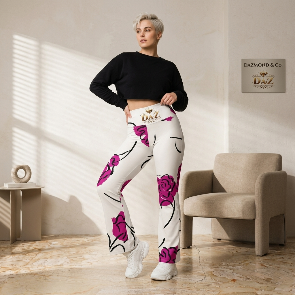 DAZMOND® "Amethyst Bloom" Flare Leggings