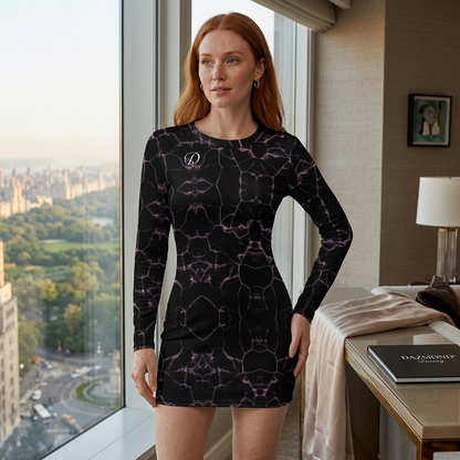 DAZMOND® Luxury "Second Skin" Mystic Marble Long Sleeve Dress
