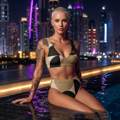 DAZMOND® "Fluid Current" High-Waisted Bikini