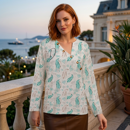 DAZMOND® Luxury "Bohemian Diamond" Asymmetrical Button-Up Shirt