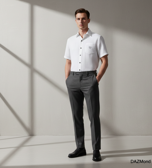 Camisa de manga corta arrugada DAZMond para hombre