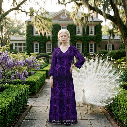 DAZMOND® Luxury "Imperial Baroque" V-Neck Dress