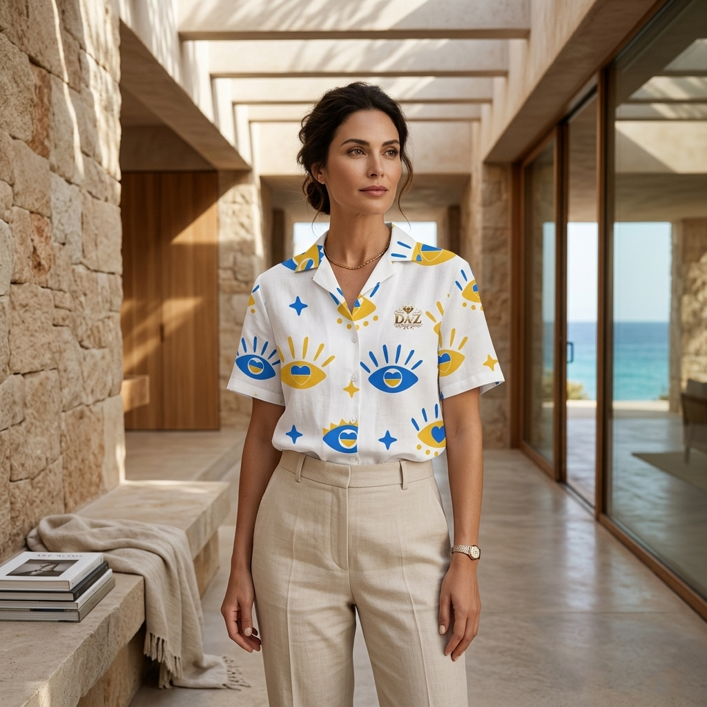 DAZMOND "Oeil Céleste" Resort Shirt