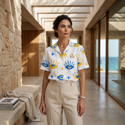 DAZMOND "Oeil Céleste" Resort Shirt