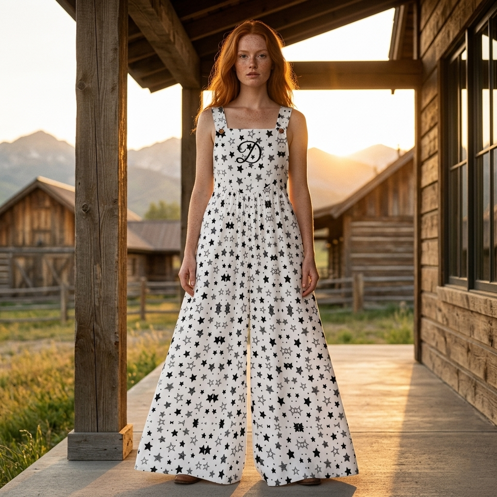 DAZMOND® "Stardust Monochrome" Wide-Leg Dungarees