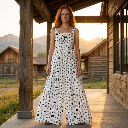 DAZMOND® "Stardust Monochrome" Wide-Leg Dungarees
