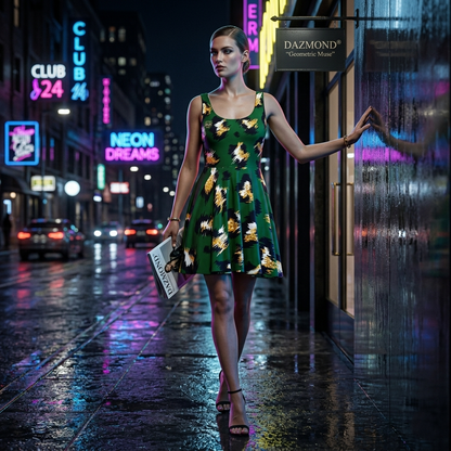 DAZMOND® "Geometric Muse" Skater Dress