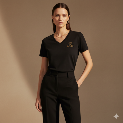 DaZMond Luxury short-sleeved V-neck T-shirt