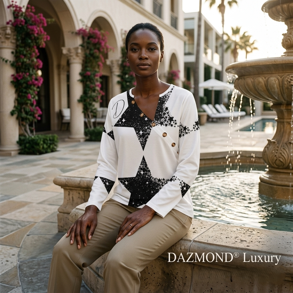 DAZMOND® Luxury "Stellar Nexus" Asymmetrical Button-Up Shirt