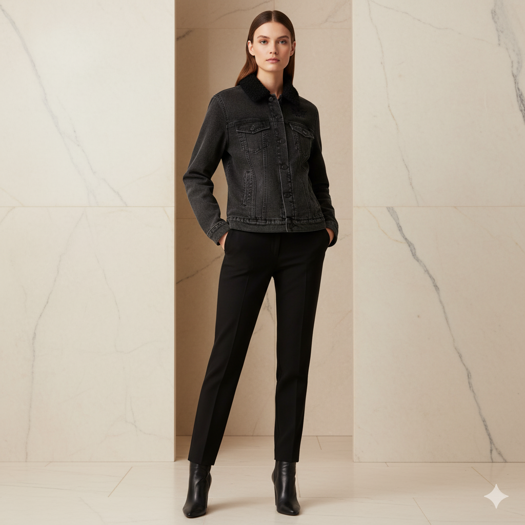 DAZMond Black Sherpa Denim Jacket