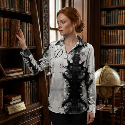DAZMOND® Luxury "Golden Heraldry" Silk Velvet Blouse