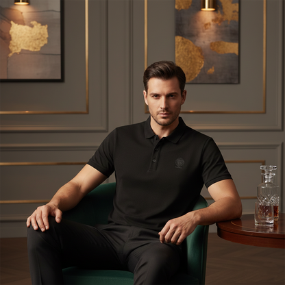 Polo negro de hombre DAZMond Luxury con estampado