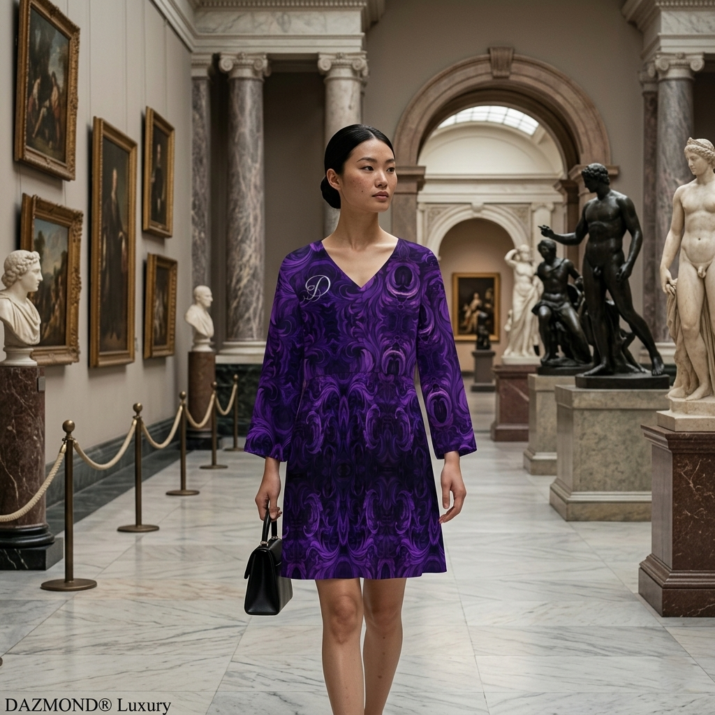 DAZMOND® Luxury "Imperial Baroque" V-Neck Dress