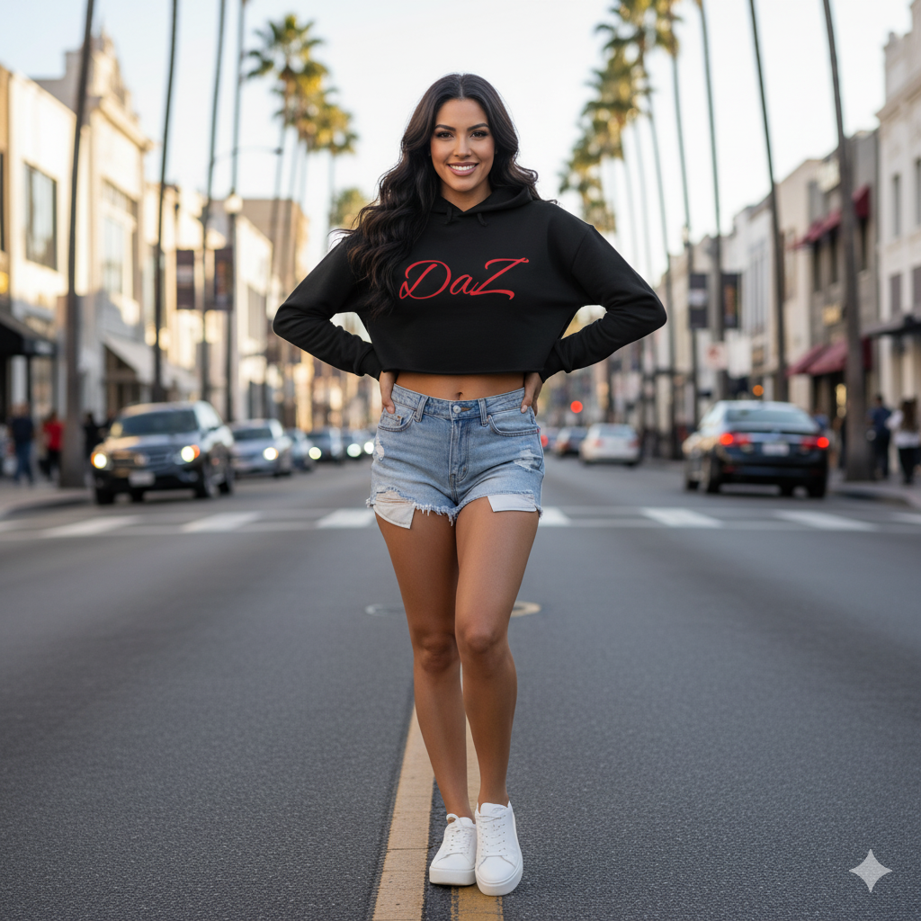 Sudadera DaZ corta con capucha para mujer