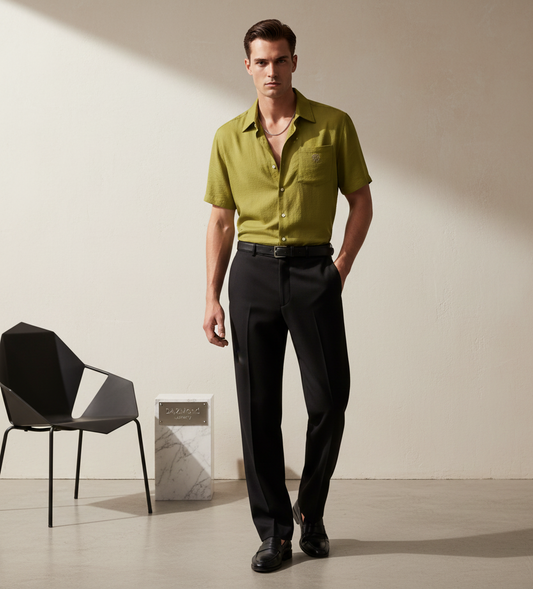 Camisa de manga corta arrugada DAZMond para hombre