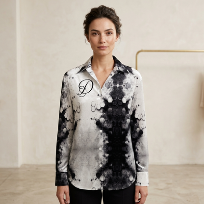 DAZMOND® Luxury "Golden Heraldry" Silk Velvet Blouse