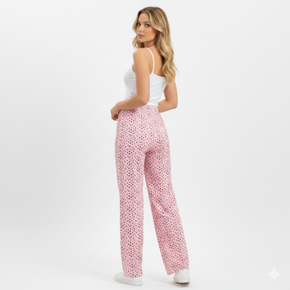 Pantalón ancho DAZ Art con estampado all over rosa