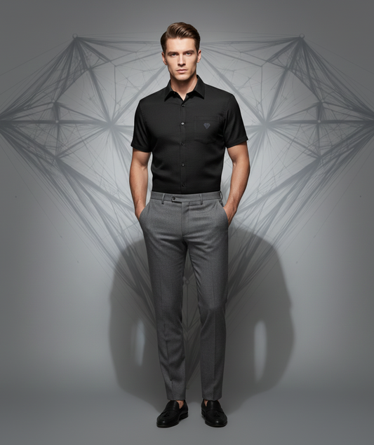 Camisa de manga corta arrugada DAZMond para hombre