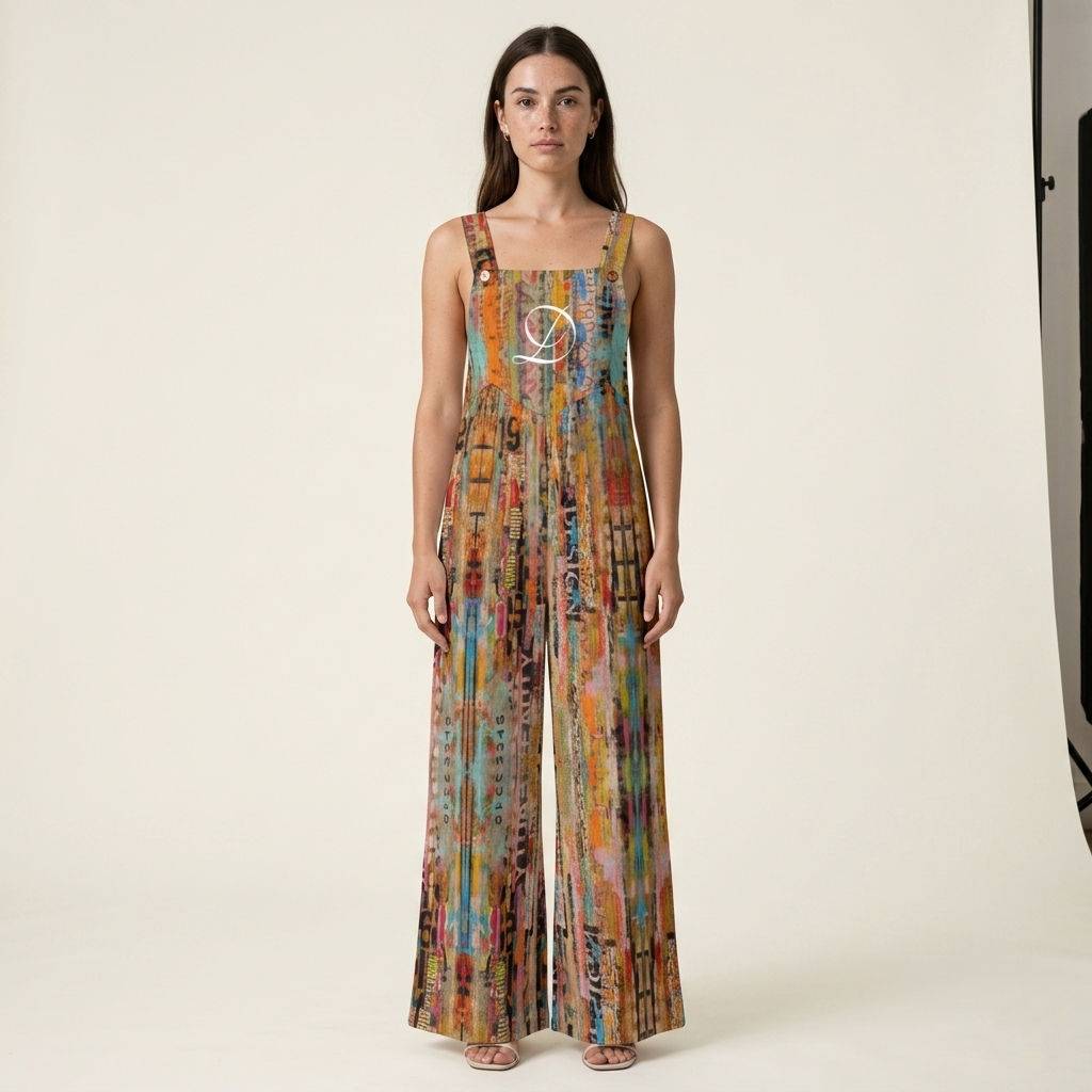 DAZMOND® "Urban Collage" Wide-Leg Dungarees