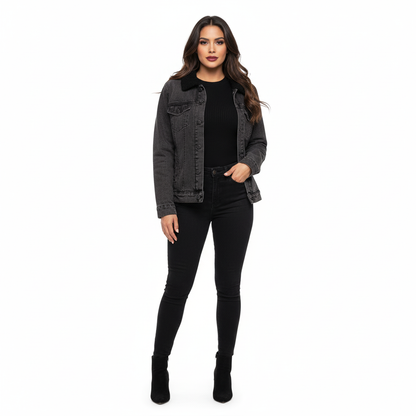 DAZMond Black Sherpa Denim Jacket