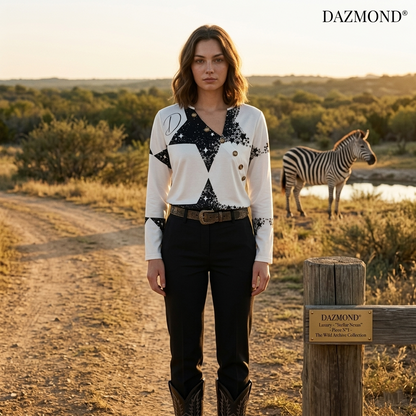 DAZMOND® Luxury "Stellar Nexus" Asymmetrical Button-Up Shirt