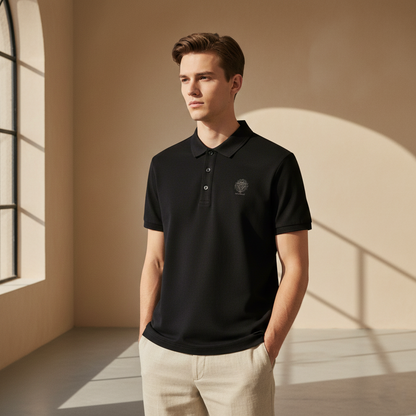 Polo negro de hombre DAZMond Luxury con estampado