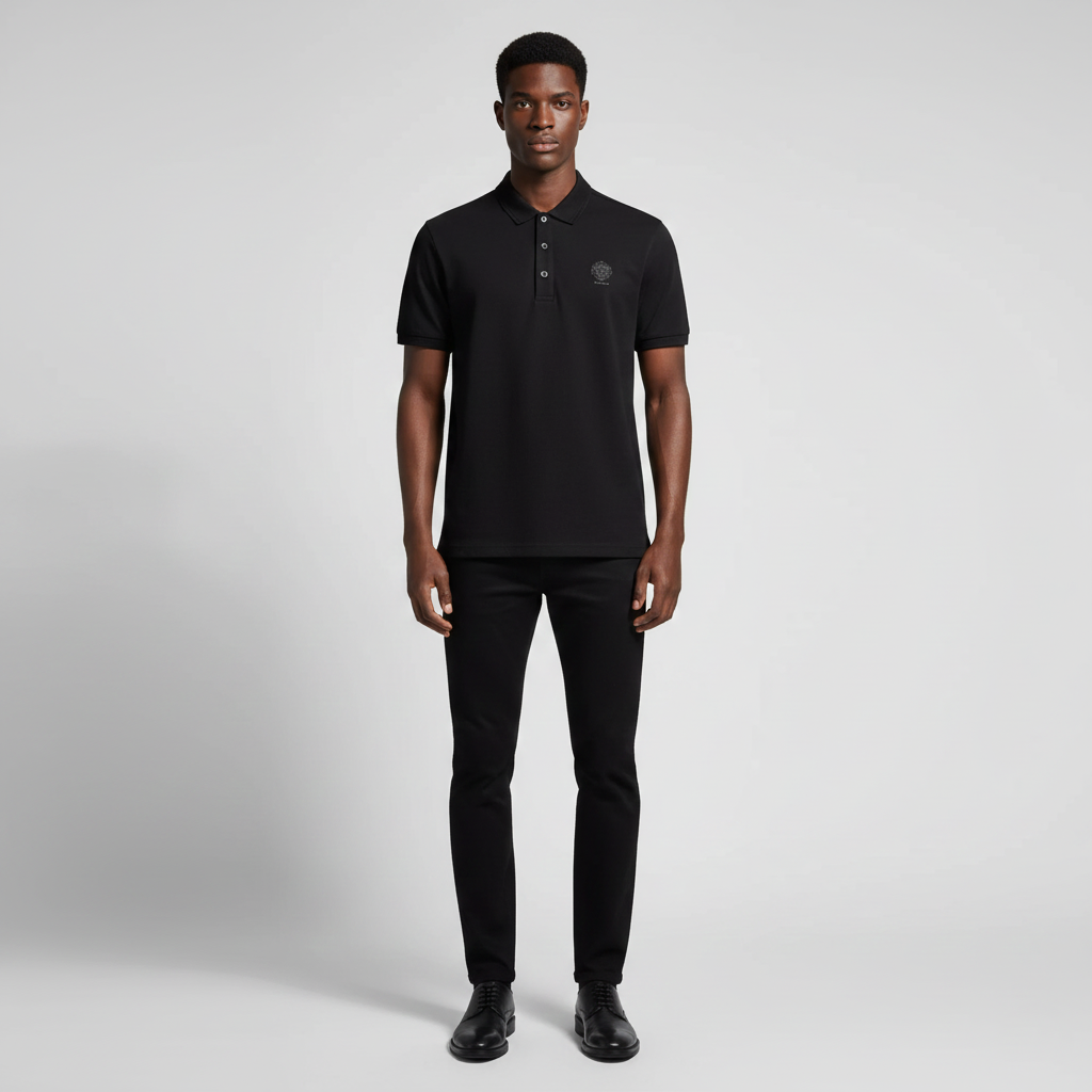 Polo negro de hombre DAZMond Luxury con estampado