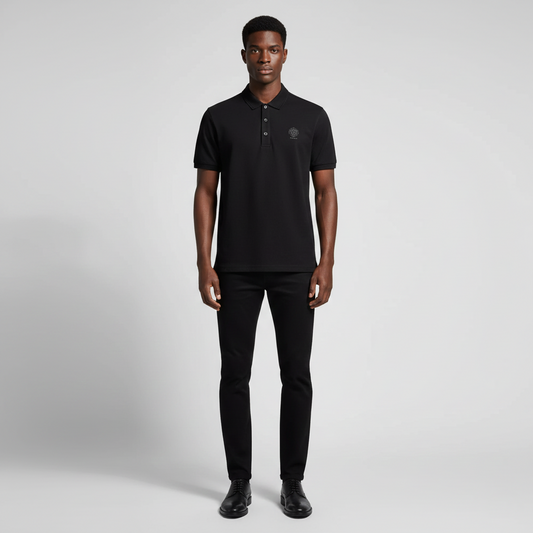 Polo negro de hombre DAZMond Luxury con estampado