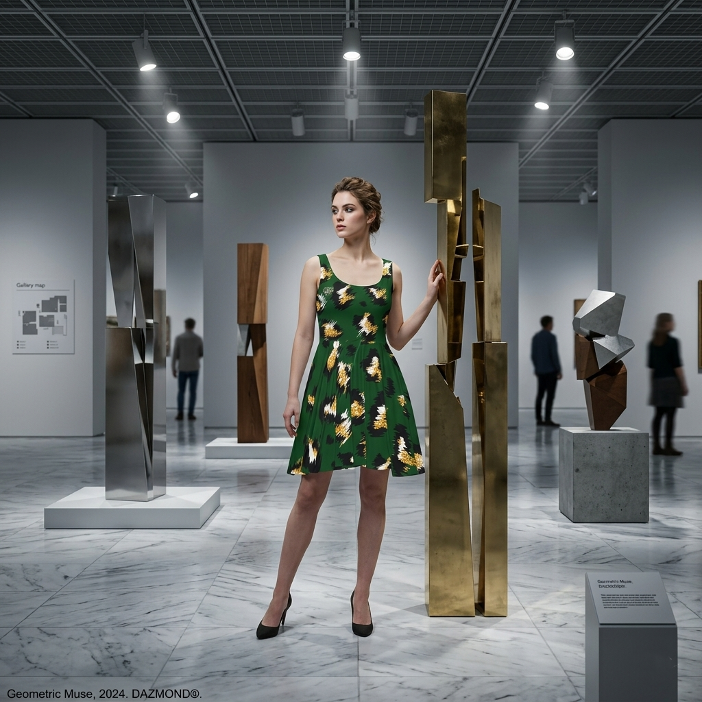 DAZMOND® "Geometric Muse" Skater Dress