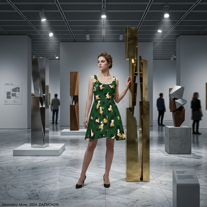 DAZMOND® "Geometric Muse" Skater Dress