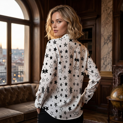 DAZMOND® Luxury "Golden Marble" Silk Velvet Blouse
