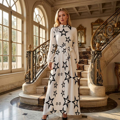 DAZMOND® Luxury "Baroque Gold" High-Neck Maxi Dress