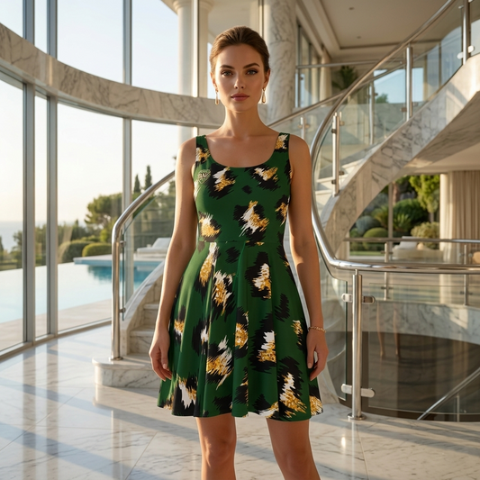 DAZMOND® "Geometric Muse" Skater Dress