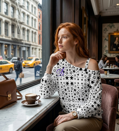 DAZMOND® Luxury "Stellar Silhouette" Cold Shoulder Sweatshirt